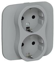 Розетка IEK Flite 2-я с з/к без з/ш б/к 16А РС12-1-А-ФлС сер., изображение