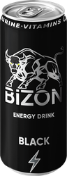 Напиток энергетический BIZON Black/Черный тонизирующий газированный, 0.449л, крупный план