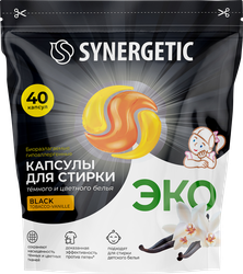 Капсулы для стирки SYNERGETIC Black Табак-ваниль, 40шт, изображение