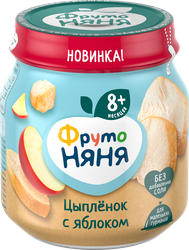 Пюре мясное ФРУТОНЯНЯ Цыпленок с яблоком, с 8 месяцев, 100г, вид