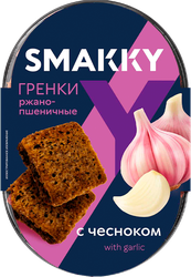 Гренки ржано-пшеничные SMAKKY с чесноком, 90г, изображение