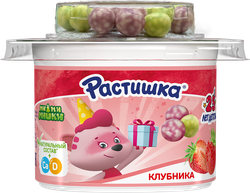 Йогурт РАСТИШКА Клубника злаковые шарики в шоколадной цветной глазури со вкусом черника-банан 3%, без змж, 117г, детальное фото