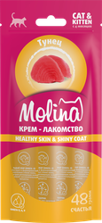 Лакомство для кошек MOLINA с тунцом, для здоровой кожи и блестящей шерсти, 48г, картинка