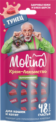Лакомство для кошек MOLINA с тунцом, для здоровой кожи и блестящей шерсти, 48г, фотография
