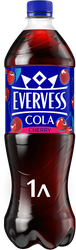 Напиток EVERVESS Cola Cherry кола со вкусом вишни газированный, без сахара, 1л, крупный план