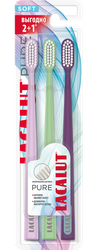 Зубная щетка LACALUT Pure, мягкой жесткости, 2+1, 3шт, фотография