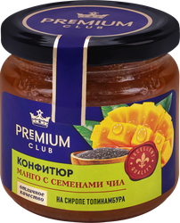Конфитюр на сиропе топинамбура PREMIUM CLUB Манго с семенами чиа, без сахара, 200г, вид