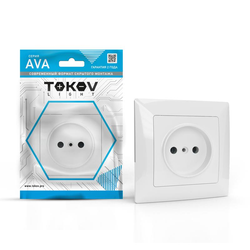 Розетка TOKOV LIGHT 1-м СП AVA 16А IP20 без заземл. без защ. шторок в сборе бел., детальное фото