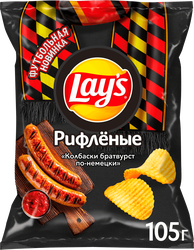 Чипсы картофельные LAY'S Колбаски братвурст по-немецки, рифленые, 105г, фотография