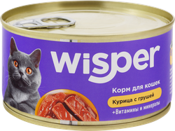 Корм консервированный для кошек WISPER с курицей и грушей, 325г, вид