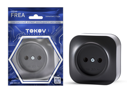 Розетка TOKOV ELECTRIC 1-м ОП Frea 16А IP20 250В без заземл. АБС-пластик карбон TKE, фотография