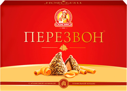 Набор конфет КФ СЛАВЯНКА Перезвон, с арахисовой начинкой в вафельной крошке, 220г, вид