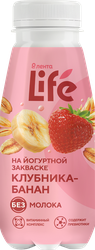 Напиток растительный ЛЕНТА LIFE Йогуртный Клубника-банан, 250г, крупный план