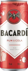Напиток слабоалкогольный BACARDI Bacardi & Cola, на основе рома Bacardi Carta Blanca и напитка со вкусом колы 5%, 0.25л, вид
