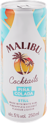 Напиток слабоалкогольный MALIBU Пина Колада, с ароматом ананаса и кокоса  5%, 0.25л, крупный план
