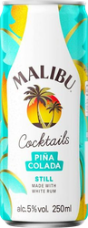 Напиток слабоалкогольный MALIBU Пина Колада, с ароматом ананаса и кокоса 
5%, 0.25л, крупный план