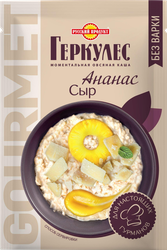 Каша овсяная ГЕРКУЛЕС Gourmet, с сыром и ананасами, 40г, крупный план