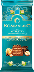 Шоколад молочный и темный КОМИЛЬФО вкус фундук-двойной шоколад, 102г, фотография