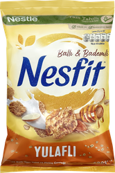 Готовый завтрак NESTLE Nesfit, с медом и миндалем, 400г, крупный план