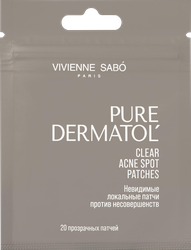 Патчи для лица VIVIENNE SABO Pure Dermatol Clear Acne невидимые локальные, против несовершенств, 20шт, крупный план