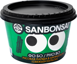 Суп SANBONSAI Фо Бо, рисовая лапша в говяжьем бульоне, 113г, крупный план