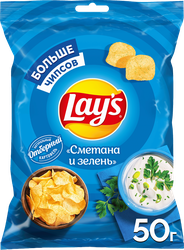 Чипсы картофельные LAY'S Со вкусом сметаны и зелени, 50г, изображение