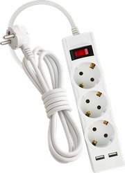 Удлинитель GAL с сетевыми фильтрами и USB портами, 3 розетки с заземлением, 5м, Арт. SMC-1354, изображение