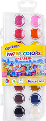 Краски акварельные ЮНЛАНДИЯ ДОМИКИ, 16 цветов, детальное фото