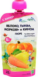 Изображение товара Пюре детское фруктово-овощное FLEUR ALPINE Яблоко, морковь, тыква и киноа, с 8 месяцев, 120г