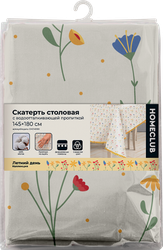 Скатерть HOMECLUB Летний день 145х180см, бежевая с желтым кантом, дагональ с водоотталкивающей пропиткой, фото