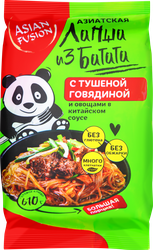Лапша из батата ASIANFUSION Азиатская, с тушеной говядиной и овощами, 110г, детальное фото