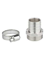 Комплект для подключения садового шланга MASTERPROF 3/4" с наружной резьбой 3/4", штуцер и хомут, картинка