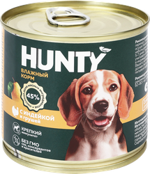 Корм консервированный для собак HUNTY с индейкой и грушей, 240г, крупный план