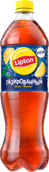 Напиток LIPTON Черный чай со вкусом лимона газированный, 1л, крупный план