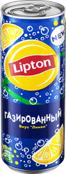 Напиток LIPTON Черный чай со вкусом лимона газированный, 0.33л, фотография