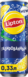 Напиток LIPTON Черный чай со вкусом лимона газированный, 0.33л, фото