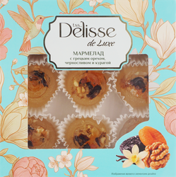 Мармелад желейный DELISSE DE LUXE со вкусом ванили с черносливом, грецким орехом и курагой, 200г, фото