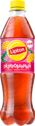 Напиток LIPTON Черный чай Тропический газированный, 0.5л, крупный план