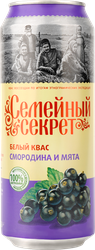 Квас СЕМЕЙНЫЙ СЕКРЕТ Смородина-мята белый нефильтрованный неосветленный, 0.45л, фото