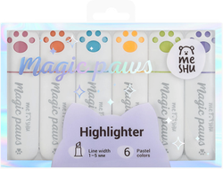 Набор текстовыделителей MESHU Cute Paws, 6 цветов, картинка