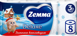Бумага туалетная ZEMMA Deluxe Деликатная Забота 3 слоя, 8шт, фото