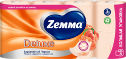 Бумага туалетная ZEMMA Deluxe Бархатистый персик 3 слоя, 8шт, изображение
