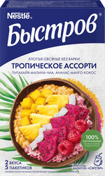 Каша овсяная БЫСТРОВ Тропическое ассорти, питахайя-малина-чиа и ананас-манго-кокос, 5х35г, картинка