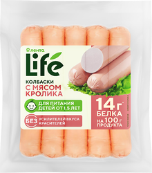 Колбаски ЛЕНТА LIFE c мясом кролика, для питания детей от 1,5 лет, 180г, изображение
