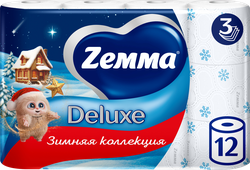 Бумага туалетная ZEMMA Deluxe Деликатная Забота 3 слоя, 12шт, изображение