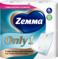 Бумага туалетная ZEMMA Only1 без аромата 4 слоя, 4шт, фотография