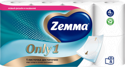 Бумага туалетная ZEMMA Only1 без аромата 4 слоя, 8шт, детальное фото