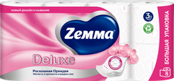 Бумага туалетная ZEMMA Deluxe Роскошная орхидея 3 слоя, 8шт, фото