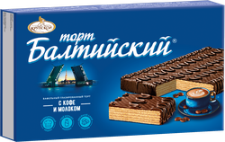 Торт вафельный Ф.КРУПСКОЙ Балтийский глазированный с натуральной кофейной начинкой, 290г, фото