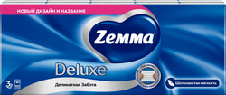 Платочки бумажные носовые ZEMMA Деликатная Забота 3 слоя, 100шт, вид